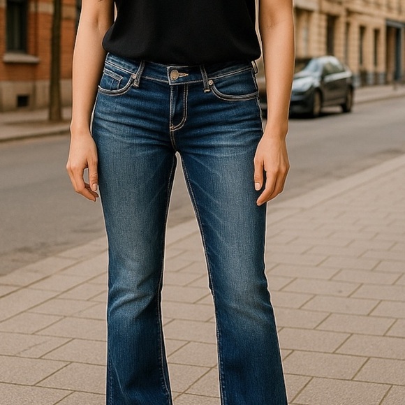 BKE Women’s 29R Bootcut “Sabrina” Dark Wash W/ Fading Stitched Pockets Low Rise - Picture 1 of 9